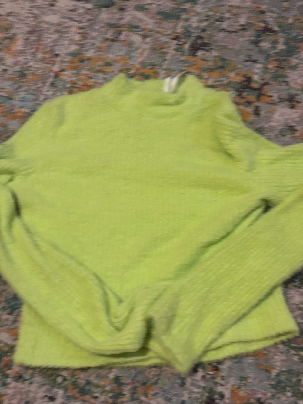 Anthropologie Neon Lime Mock Neck Sweater